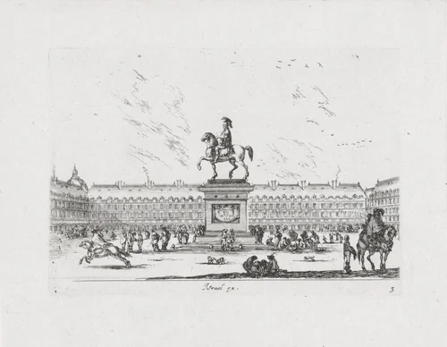 Place des Vosges in Parijs by Stefano della Bella, print, 1642