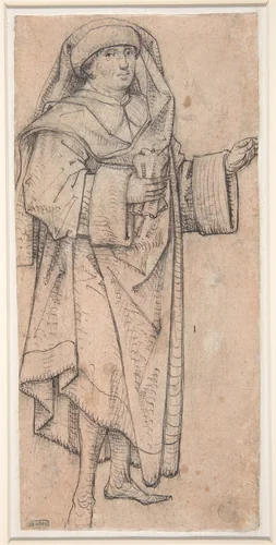 Standing Scholar (Prophet?) Turned to the Right (Recto); Standing Scholar (Prophet?) Turned to the Left (Verso) by Middle Rhine, drawing, 1457-1473
