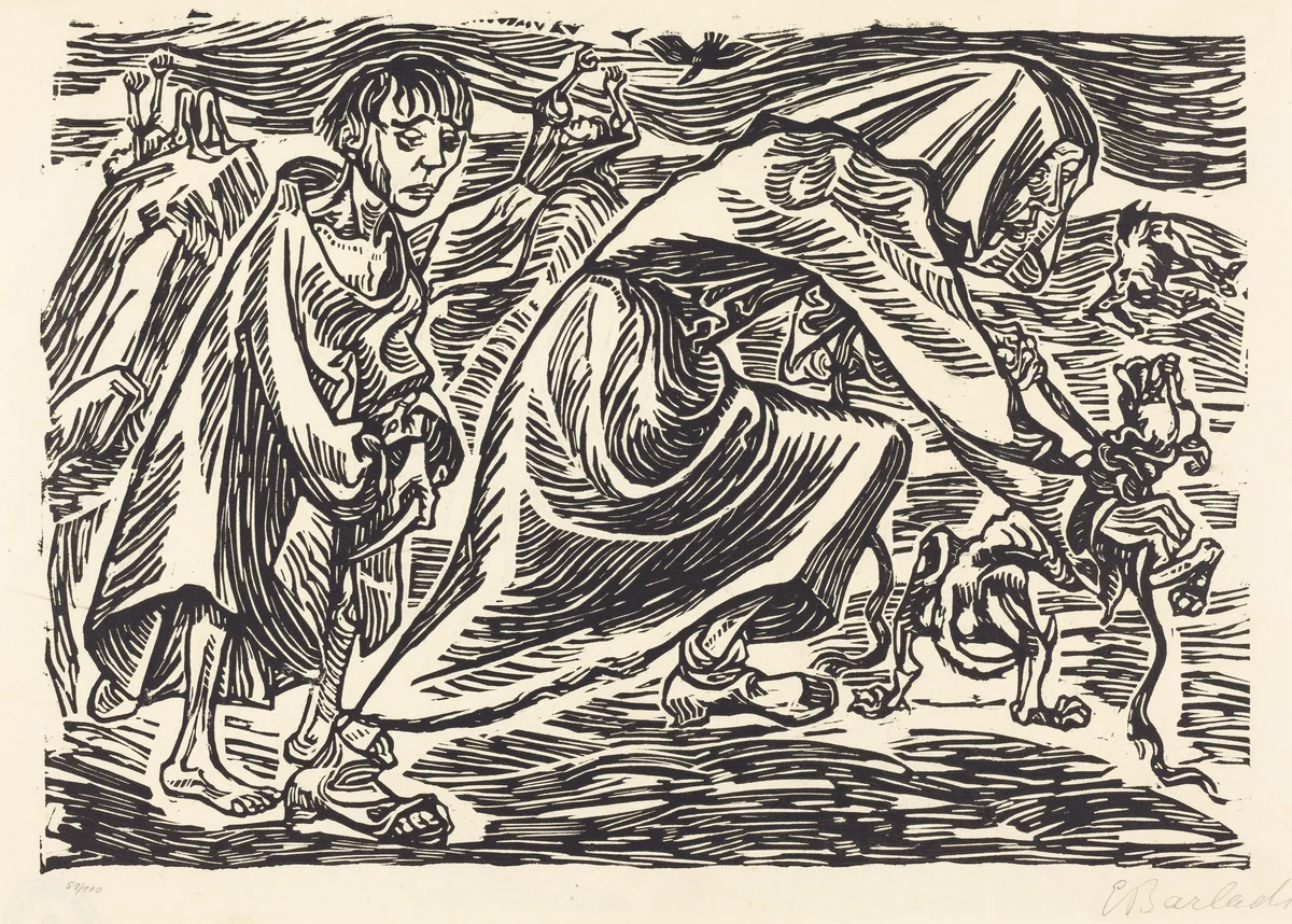 The Dog Catcher by Ernst Barlach, print, 1919