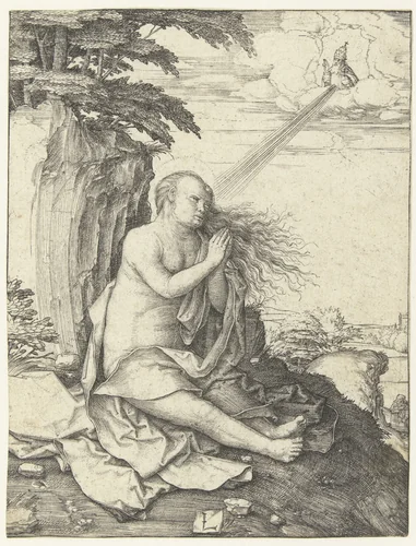 Maria Magdalena in de woestijn by Unknown, print, 1504-1508