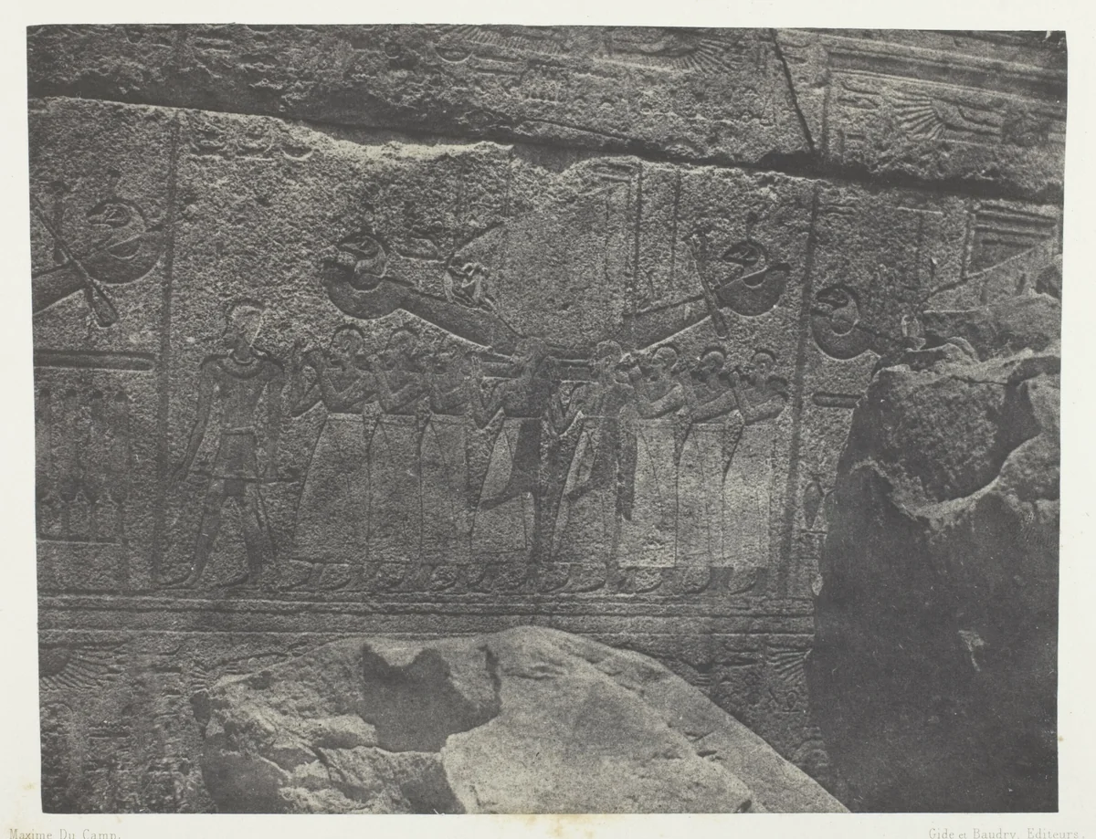 Palais de Karnak, Sculptures Extérieures du Sanctuaire de Granit; Thèbes, plate 40 from the album "Egypte, Nubie, Palestine et Syrie" (1852) by Maxime Du Camp, photograph, 1849-1851