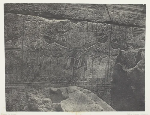 Palais de Karnak, Sculptures Extérieures du Sanctuaire de Granit; Thèbes, plate 40 from the album "Egypte, Nubie, Palestine et Syrie" (1852) by Maxime Du Camp, photograph, 1849-1851