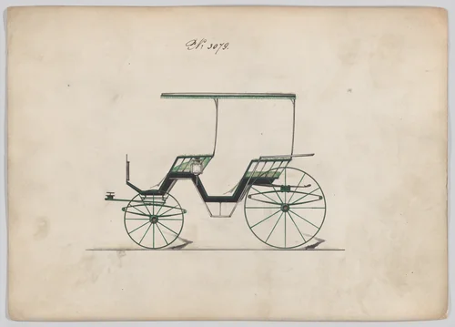 Design for Canopy Top Phaeton, no. 3079 by Brewster & Co., drawing, 1874