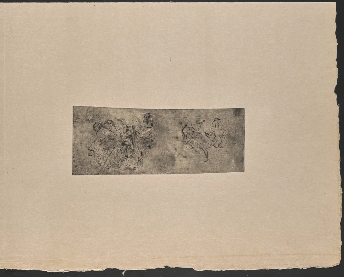 Woman, Children, and Two Boys with a Pipe (Femme, enfants et deux garçons à la pipe) (plate, folio 40) from Hommage à Roger Lacourière by Jules Pascin, illustrated book, 1918