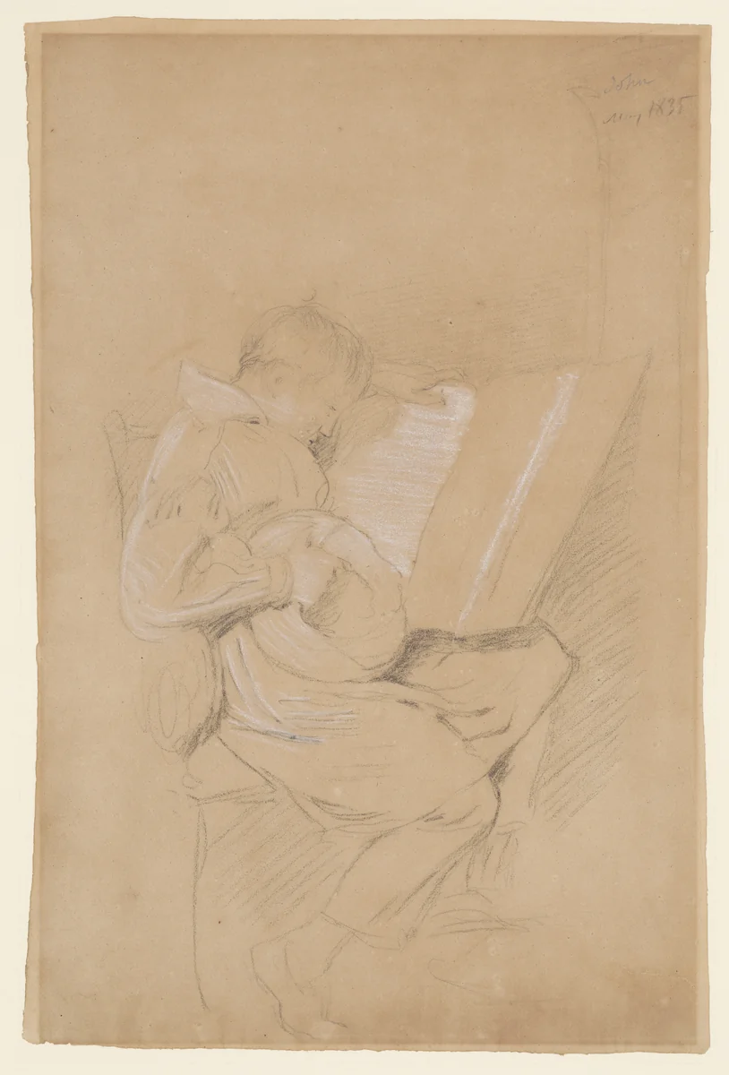 Study of the artist's son, John by John Linnell, drawing, 1835