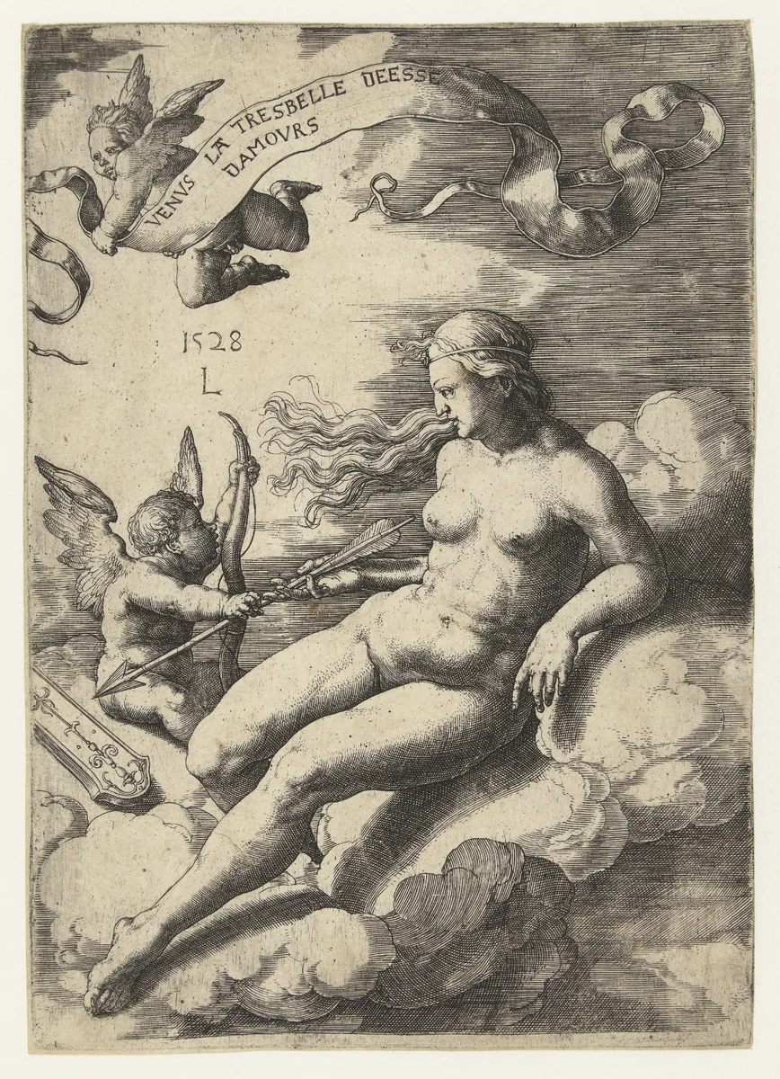 Venus en Cupido by Unknown, print, 1528