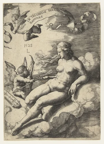 Venus en Cupido by Unknown, print, 1528