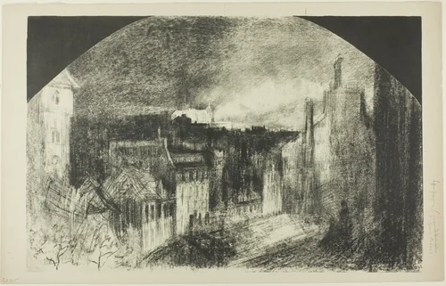 Bastille Day in Montmartre by Félix Hilaire Buhot, print, 1892