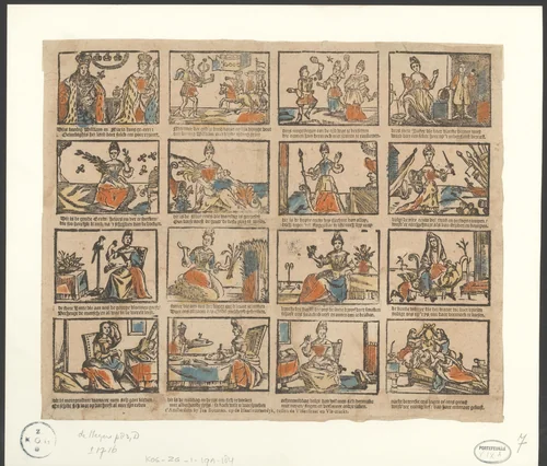 Willem III en Maria Stuart met de vier eeuwen, de vier jaargetijden en de vier tijden van de dag by anonymous, print, 1704-1716