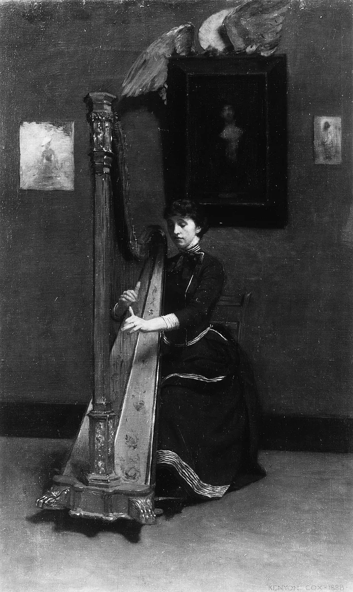 The Harp Player (A Solo) by Kenyon Cox, artwork, 1888