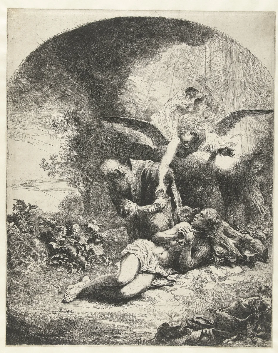 Offer van Abraham by Ferdinand Bol, print, 1632-1680