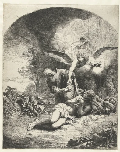 Offer van Abraham by Ferdinand Bol, print, 1632-1680