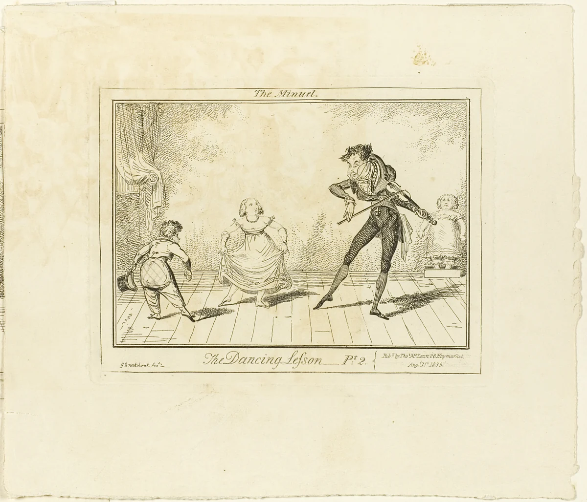 The Dancing Lesson, Part 2: The Minuet by George Cruikshank, print, 1835