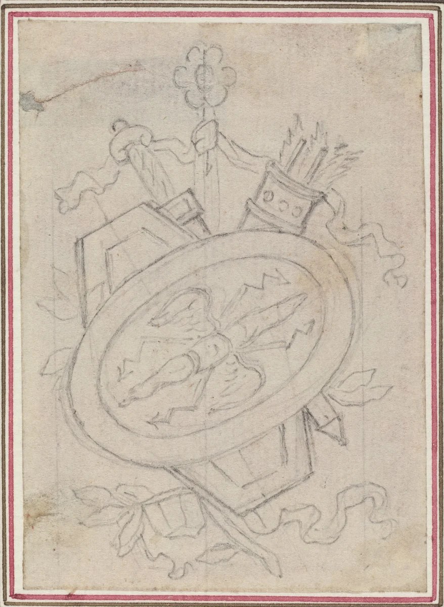 An Ornamental Trophy by Hubert François Gravelot, drawing, 1699-1773