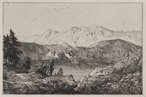 Mountain View with Lake by Caspar Johann Nepomuk Scheuren, print, 1842