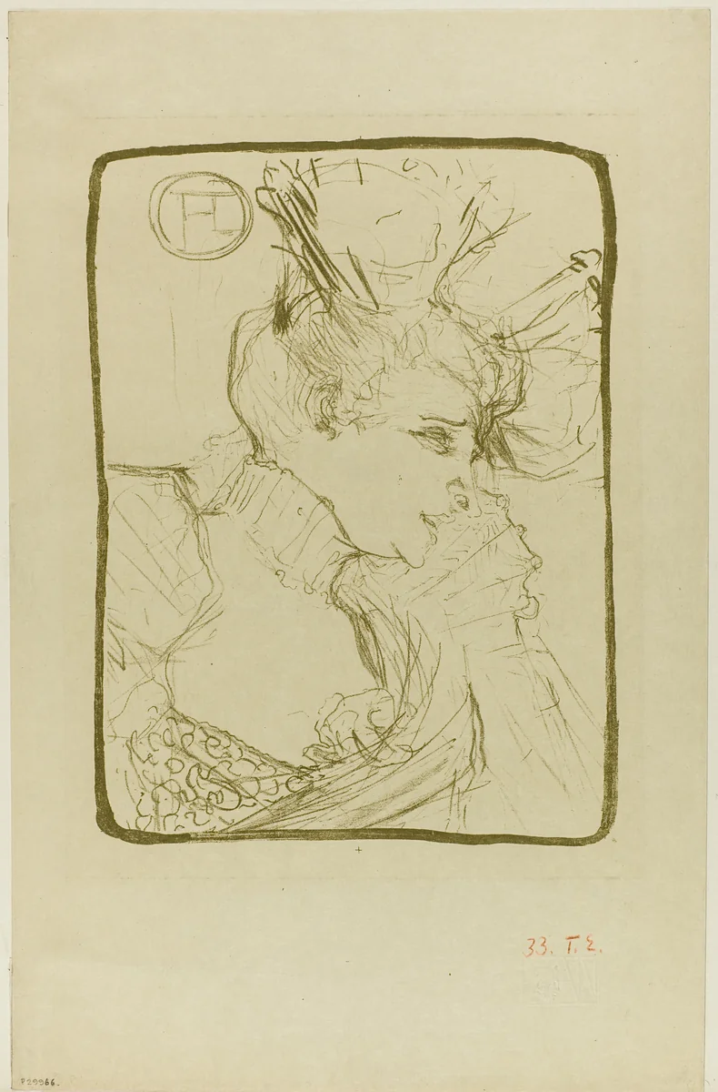 Bust of Mademoiselle Marcelle Lender by Henri de Toulouse-Lautrec, print, 1895