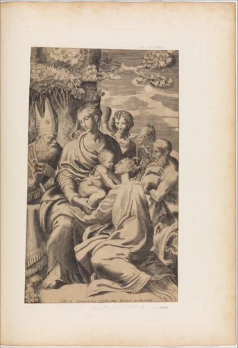 The Madonna and Child Attended by Saints by Giulio Bonasone, print, 1510-1576