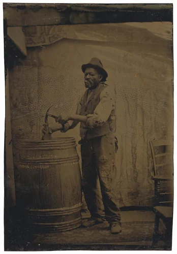 Portrait of a Man with a Barrel by American 19th Century, photograph, 1885-1899