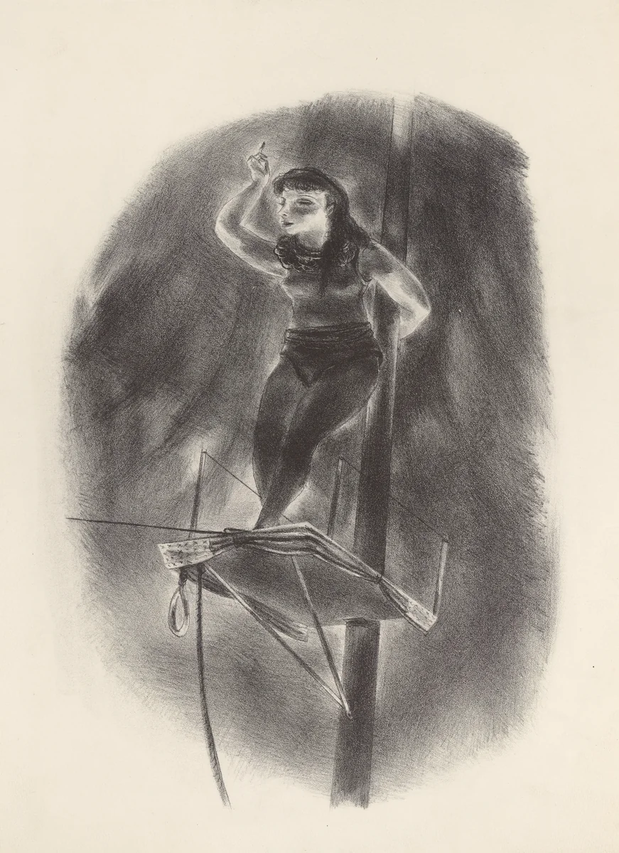 Tight Rope Performer by Yasuo Kuniyoshi, print, 1938