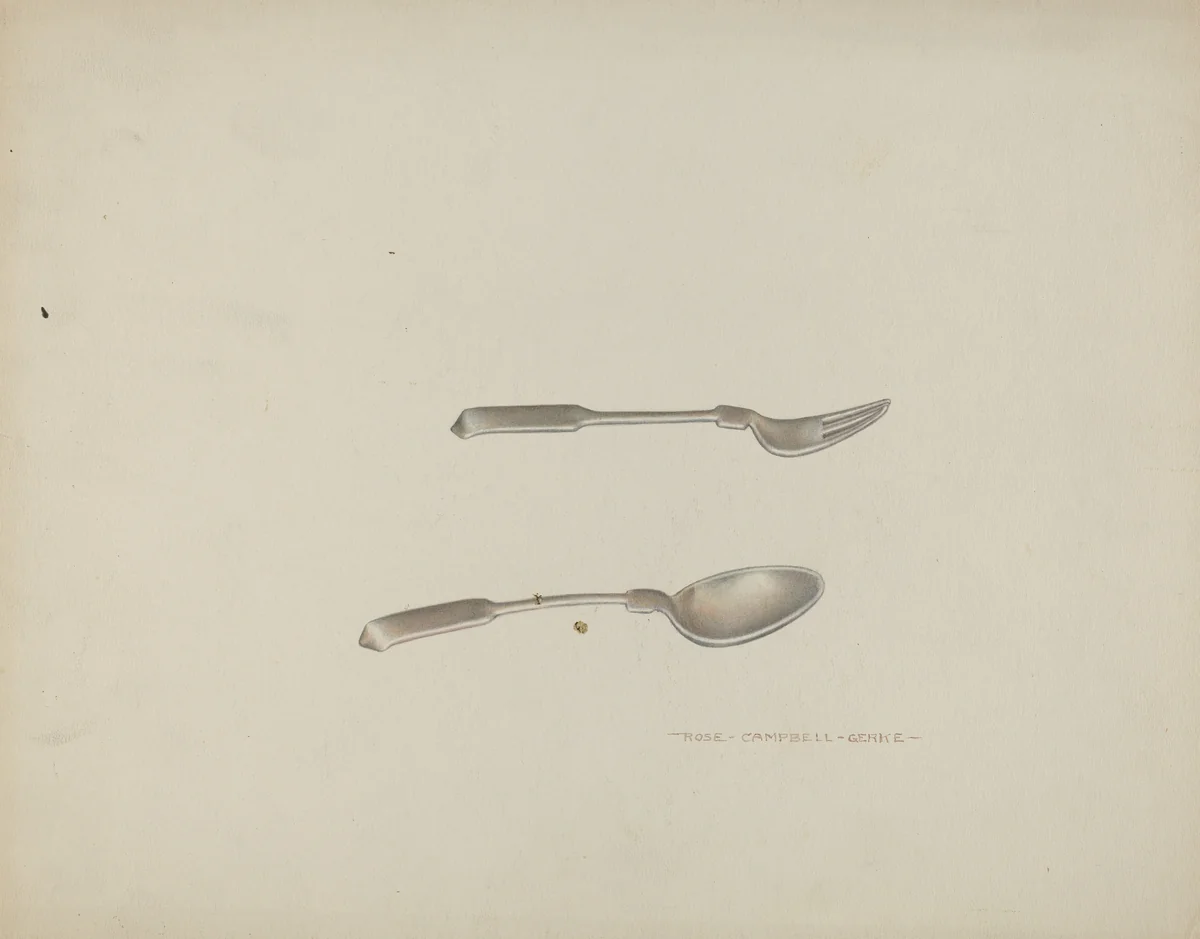 Silver Baby Spoon and Fork by Rose Campbell-Gerke, index of american design, 1939