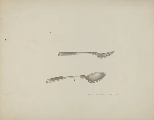 Silver Baby Spoon and Fork by Rose Campbell-Gerke, index of american design, 1939