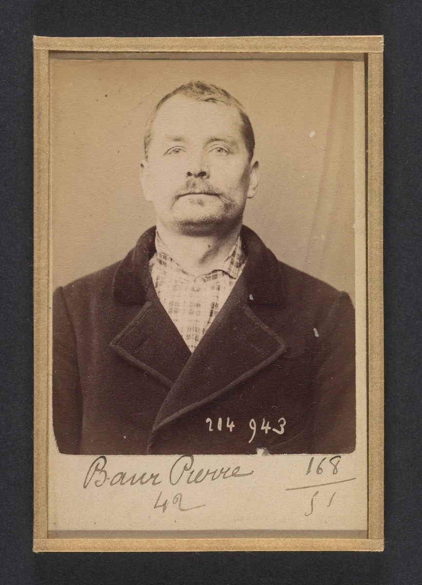 Baur. Pierre. 41 ans, né à St Leonard (Haute-Vienne). Cordonnier. Anarchiste. 1/3/94. by Alphonse Bertillon, photograph, 1894