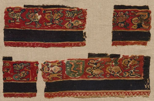 Four Fragments of the Clavi of a Tunic by Unknown, textile, 400-699