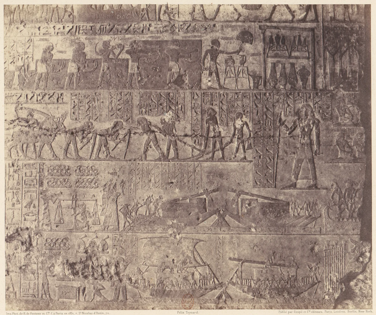 El-Kab (Éléthya), Architecture Hypogéenne - Tombeau de Phapé - Sculptures Pientes by Félix Teynard, photograph, 1851-1852