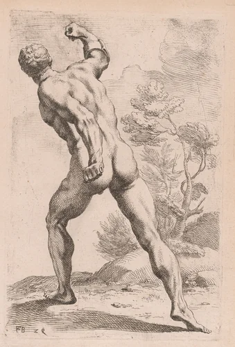 The Borghese Gladiator, back view [plate 29] by François Perrier, print, 1638