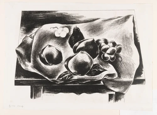 Still Life - (Peaches and Grapes) by Yasuo Kuniyoshi, print, 1927