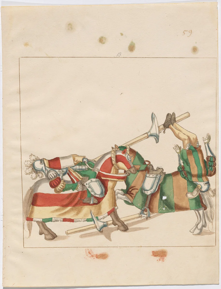 Mock Joust of War with Fixed Shields by German 16th Century, drawing, 1515