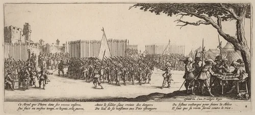 Recruitment of Troops by Gerrit van Schagen; Jacques Callot, print, 1637-1647