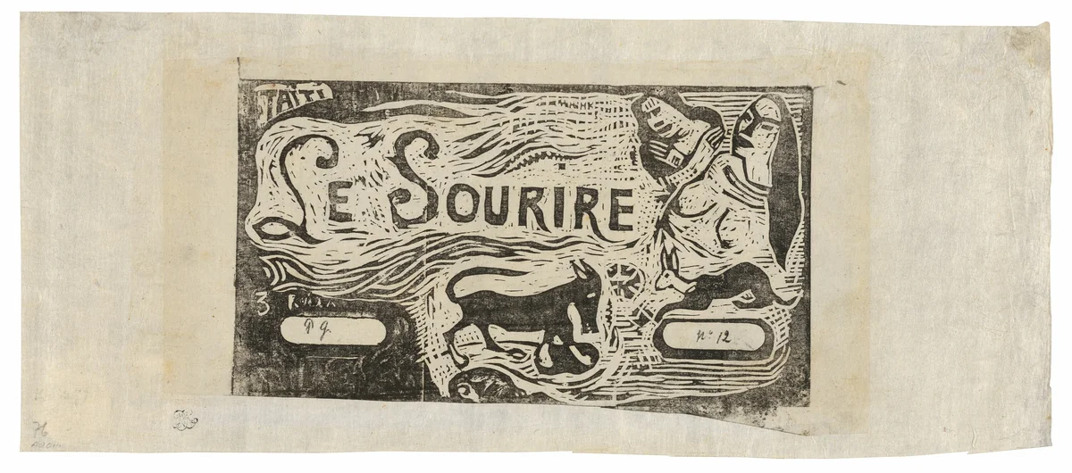 Fox, Busts of Two Women, and a Rabbit, headpiece for Le sourire by Paul Gauguin, print, 1899-1900