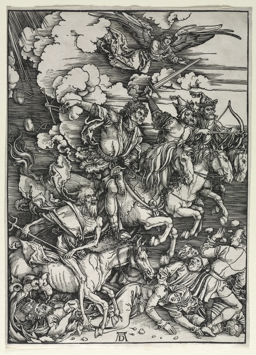 The Four Horsemen, from The Apocalypse by Albrecht Dürer, print, 1493-1503