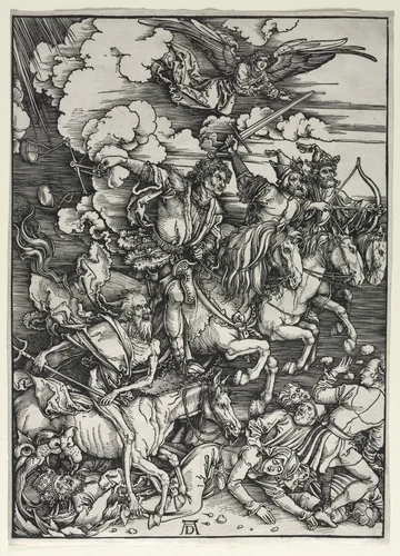 The Four Horsemen, from The Apocalypse by Albrecht Dürer, print, 1493-1503