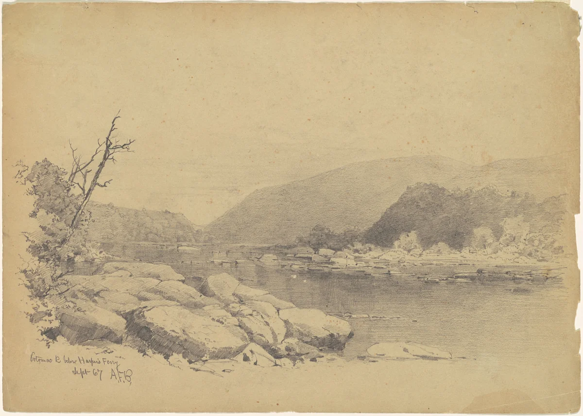 Potomac River Below Harper's Ferry by Andrew Fisher Bunner, drawing, 1867