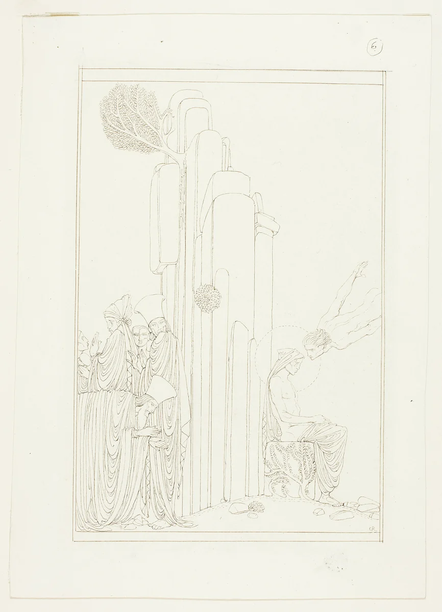 The Hermit; illustration for Oscar Wilde's 'The Teacher of Wisdom' by Charles Ricketts, drawing, 1880-1924