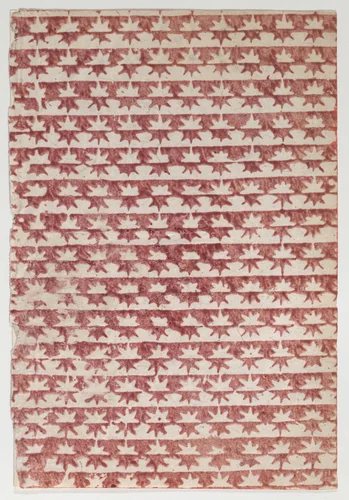 Sheet with overall red star pattern by anonymous, print, 1700-1800