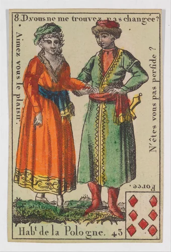 Hab.t de la Pologne, from the playing cards (for quartets) "Costumes des Peuples Étrangers" by anonymous, print, 1700-1799