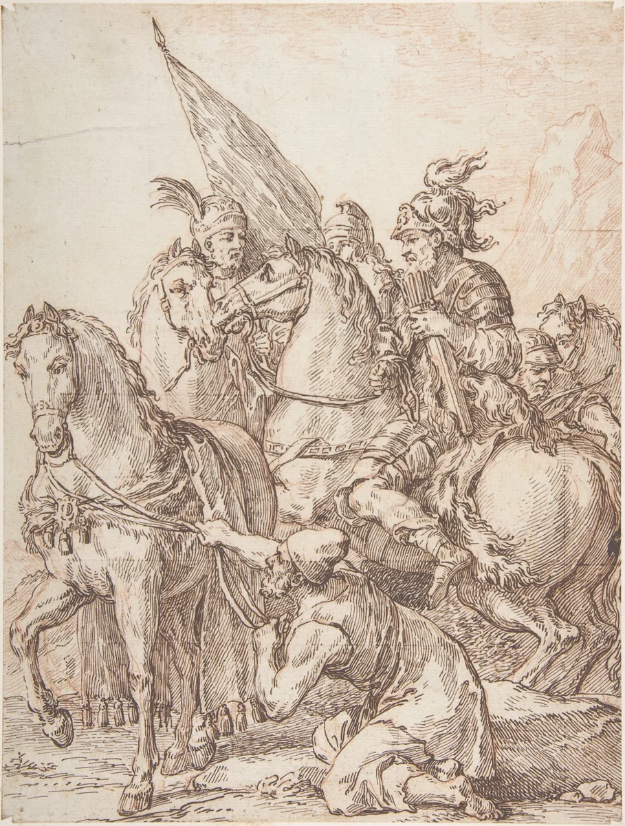 Equestrian Group by Michel François Dandré-Bardon, drawing, 1700-1790