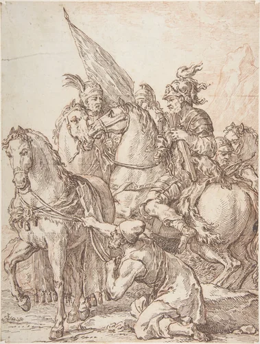 Equestrian Group by Michel François Dandré-Bardon, drawing, 1700-1790