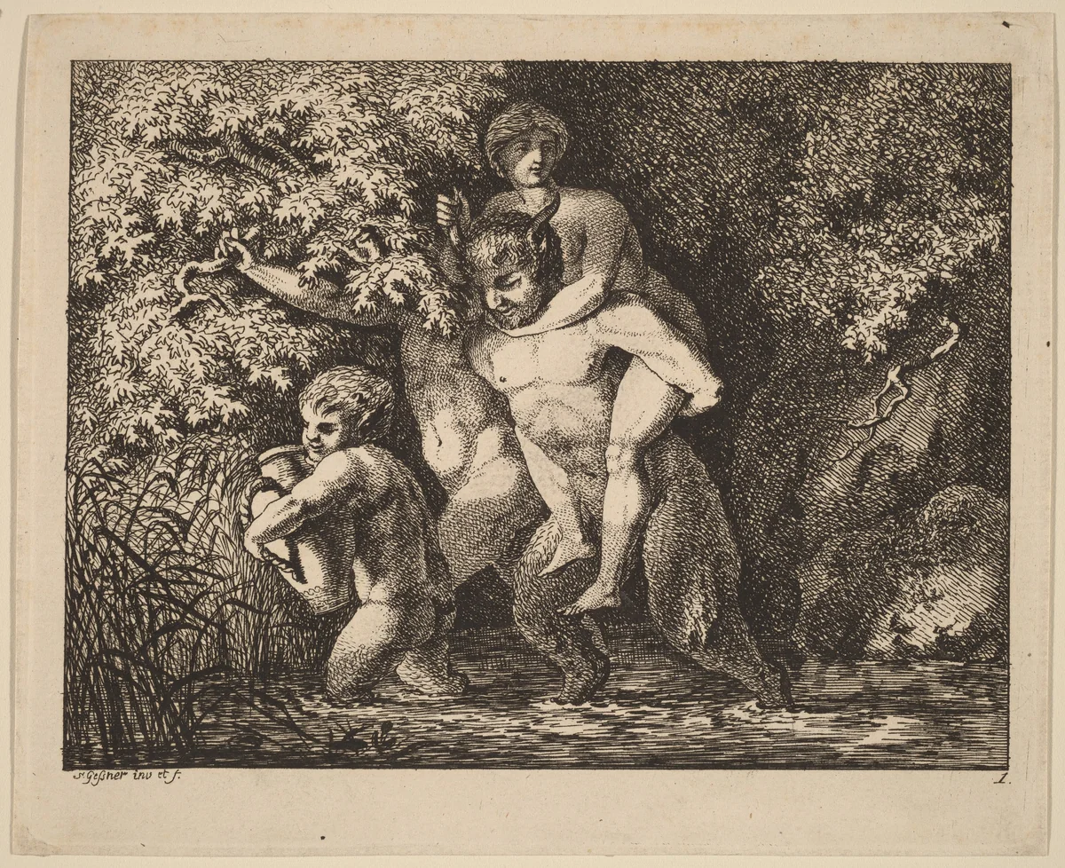 Satyr Carrying a Nymph by Salomon Gessner, print, 1769-1771