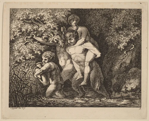 Satyr Carrying a Nymph by Salomon Gessner, print, 1769-1771