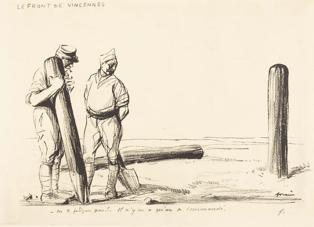Le Front de Vincennes by Jean-Louis Forain, print, 1914-1919