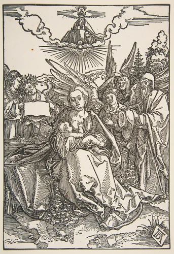The Holy Family with Five Angels by Albrecht Dürer, print, 1503-1504