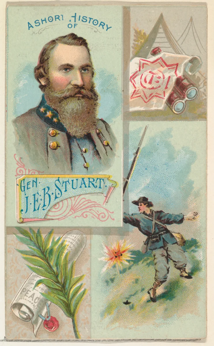 A Short History: General James Ewell Brown Stuart, from the Histories of Generals series (N114) issued by W. Duke, Sons & Co. to promote Honest Long Cut Smoking and Chewing Tobacco by W. Duke, Sons & Co., print, 1888