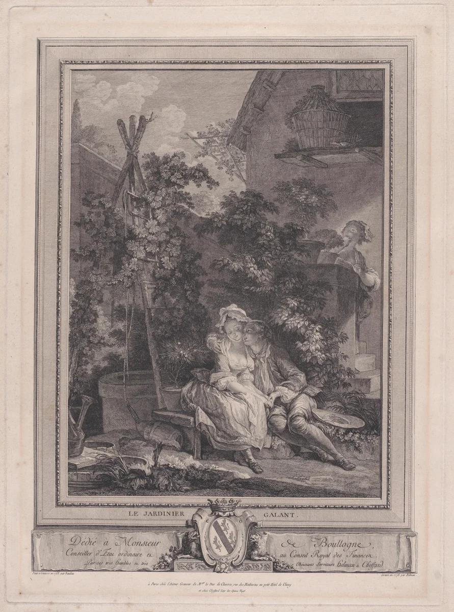 Le jardinier galant by Pierre-Antoine Baudouin, print, 1778
