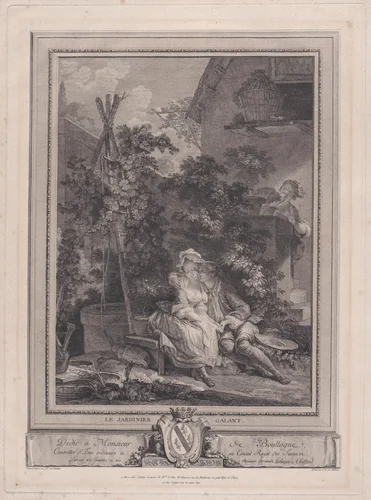 Le jardinier galant by Pierre-Antoine Baudouin, print, 1778