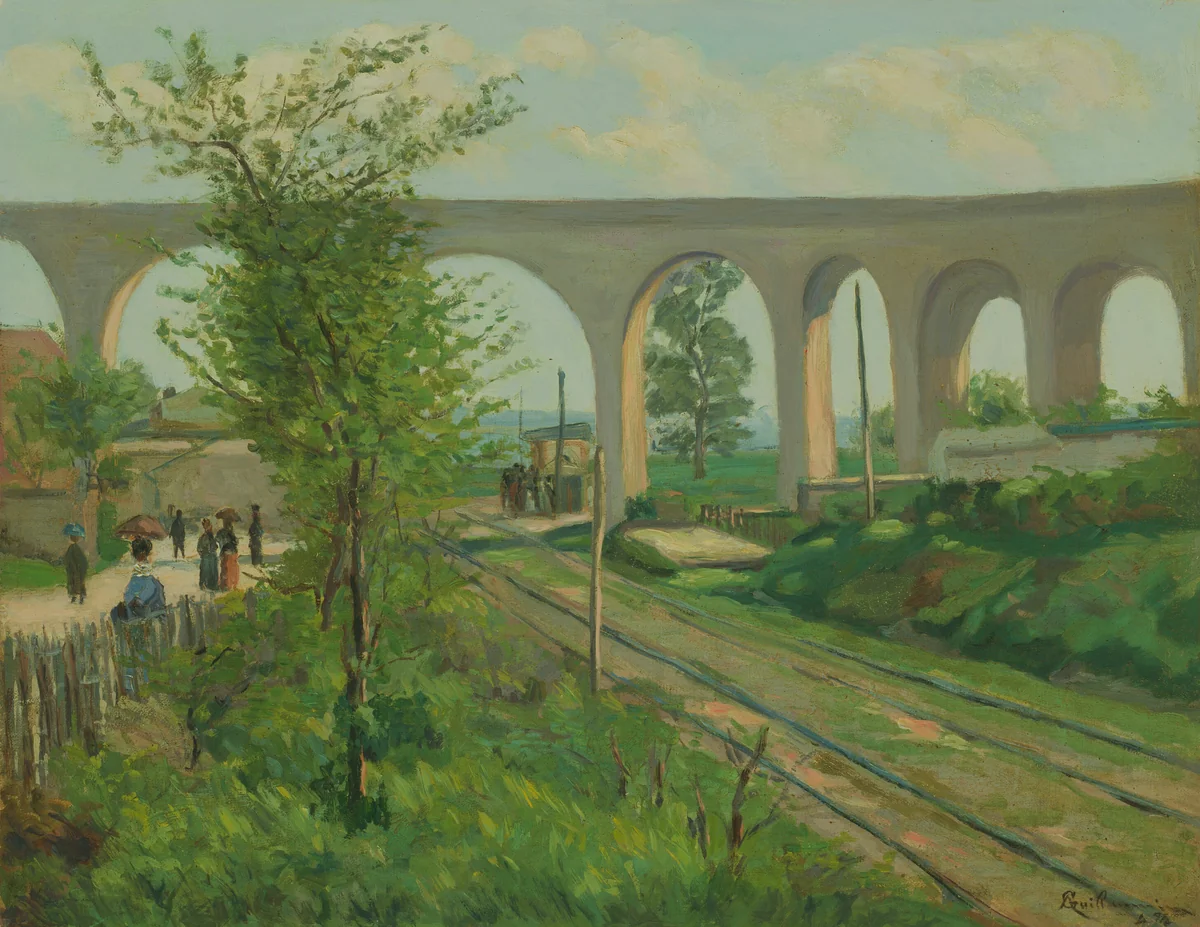 The Arcueil Aqueduct at Sceaux Railroad Crossing by Jean-Baptiste-Armand Guillaumin, painting, 1869-1879