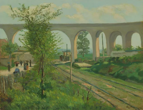 The Arcueil Aqueduct at Sceaux Railroad Crossing by Jean-Baptiste-Armand Guillaumin, painting, 1869-1879